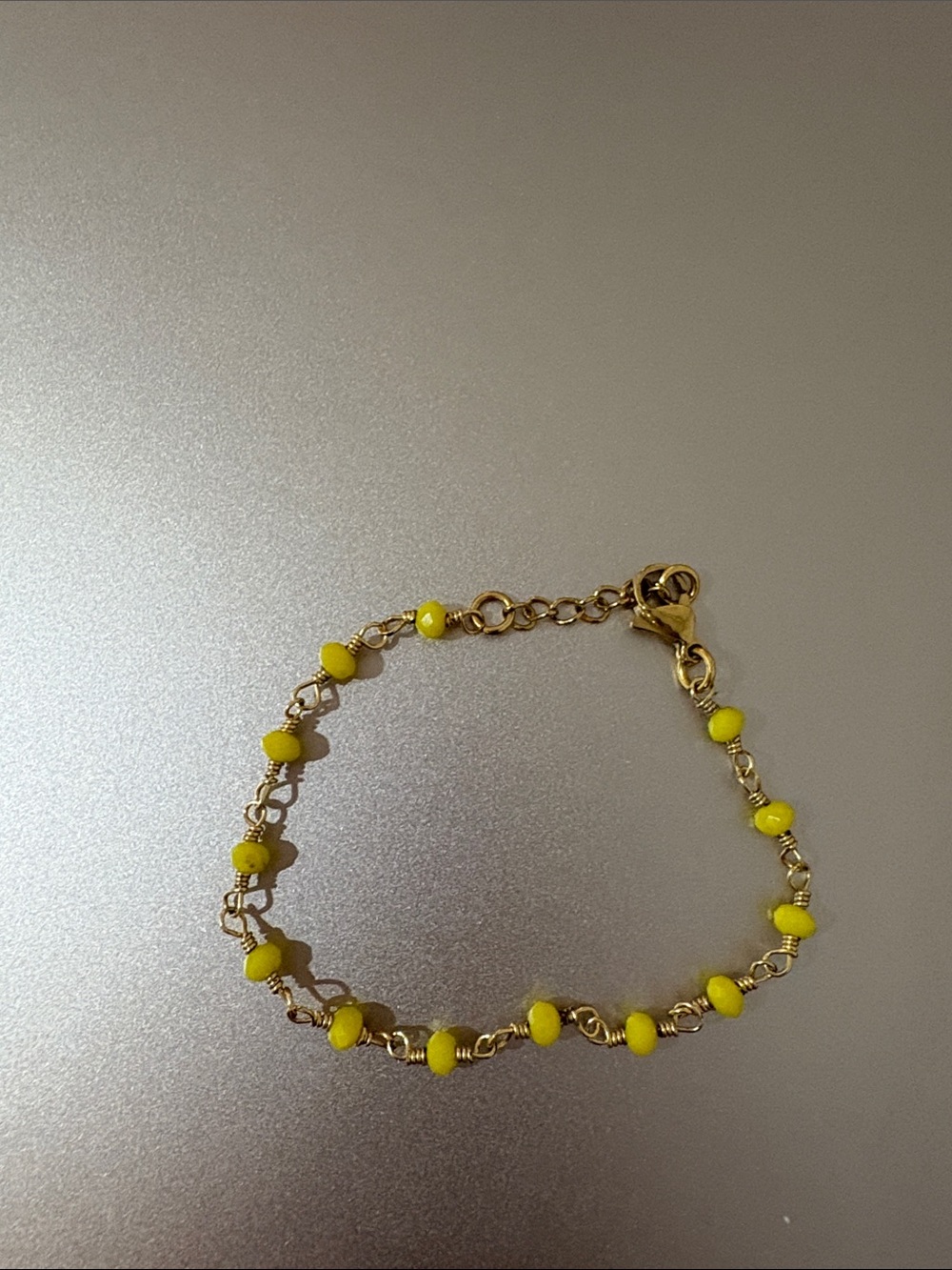 Gold Chain Bracelet with Yellow Beads - Women's Fashion Jewelry